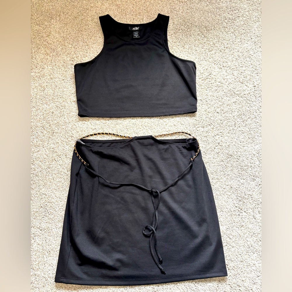 Just Polly Crop Top Mini Skirt Set XL